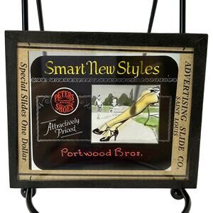 Vintage Glass Advertising Slide Ephemra Portwood Bros. Shoes